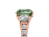 Rose gold Fancy Green Asscher  Cut Three-Stone Diamond Pave Band with Prong Setting_56