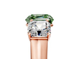 Rose gold Fancy Green Asscher Cut Three-Stone Diamond Ring with Prong Setting on a Classic Band_18
