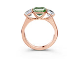 Rose gold Fancy Green Asscher Cut Three-Stone Diamond Ring with Prong Setting on a Classic Band_3