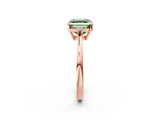 Rose gold Fancy Green Asscher  Cut Three-Stone Solitaire Ring with Round Accent Diamonds and Four-Prong Setting_2