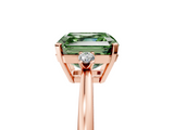 Rose gold Fancy Green Asscher  Cut Three-Stone Solitaire Ring with Round Accent Diamonds and Four-Prong Setting_5