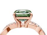 Rose gold Fancy Green Asscher  Cut Twist Band Solitaire Diamond Ring with Pavé Setting_7