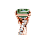 Rose gold Fancy Green Asscher  Cut Twist Band Solitaire Diamond Ring with Pavé Setting_8