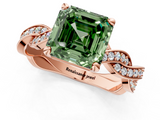 Rose gold Fancy Green Asscher  Cut Twisted Pavé Band Solitaire Ring with Four-Prong Setting_1