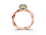 Rose gold Fancy Green Asscher  Cut Twisted Pavé Band Solitaire Ring with Four-Prong Setting_3