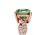 Rose gold Fancy Green Asscher  Cut Twisted Pavé Band Solitaire Ring with Four-Prong Setting_5