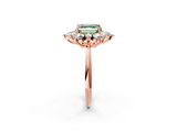 Rose gold Fancy Green Asscher  Diamond Cluster Halo Ring with Solitaire Band and Four-Prong Setting_2