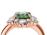 Rose gold Fancy Green Asscher  Diamond Cluster Halo Ring with Solitaire Band and Four-Prong Setting_4
