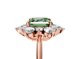 Rose gold Fancy Green Asscher  Diamond Cluster Halo Ring with Solitaire Band and Four-Prong Setting_5