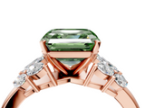 Rose gold Fancy Green Asscher  Diamond Cluster Leaf Design Ring with Prong Setting_20