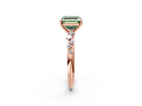 Rose gold Fancy Green Asscher  Diamond Cluster Prong-Set Solitaire Ring_2