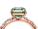 Rose gold Fancy Green Asscher  Diamond Cluster Prong-Set Solitaire Ring_4