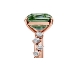 Rose gold Fancy Green Asscher  Diamond Cluster Prong-Set Solitaire Ring_5