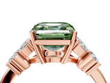 Rose gold Fancy Green Asscher  Diamond Floral Cluster Ring with Solitaire Band and Prong Setting_4