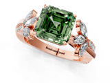 Rose gold Fancy Green Asscher  Diamond Floral Vine Solitaire Engagement Ring_1