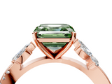 Rose gold Fancy Green Asscher  Diamond Floral Vine Solitaire Engagement Ring_4