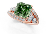 Rose gold Fancy Green Asscher  Diamond Halo Ring with Marquise and Pavé Band in Prong Setting_18