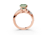 Rose gold Fancy Green Asscher  Diamond Halo Ring with Marquise and Pavé Band in Prong Setting_20