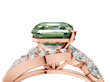 Rose gold Fancy Green Asscher  Diamond Halo Ring with Marquise and Pavé Band in Prong Setting_21