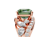Rose gold Fancy Green Asscher  Diamond Halo Ring with Marquise and Pavé Band in Prong Setting_22
