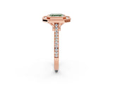Rose gold Fancy Green Asscher  Diamond Halo Ring with Milgrain Frame and Pavé Band 2