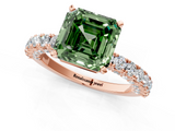 Rose gold Fancy Green Asscher  Diamond Pavé Band Solitaire Ring with Four-Prong Setting_1