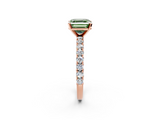Rose gold Fancy Green Asscher  Diamond Pavé Band Solitaire Ring with Four-Prong Setting_2