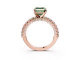 Rose gold Fancy Green Asscher  Diamond Pavé Band Solitaire Ring with Four-Prong Setting_3