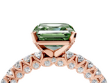 Rose gold Fancy Green Asscher  Diamond Pavé Band Solitaire Ring with Four-Prong Setting_4