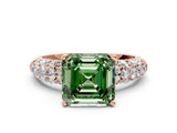 Rose gold Fancy Green Asscher  Diamond Pavé Band Solitaire Ring with Four-Prong Setting_48