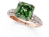 Rose gold Fancy Green Asscher  Diamond Pavé Band Solitaire Ring with Four-Prong Setting_49