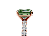 Rose gold Fancy Green Asscher  Diamond Pavé Band Solitaire Ring with Four-Prong Setting_5