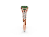 Rose gold Fancy Green Asscher  Diamond Pavé Band Solitaire Ring with Four-Prong Setting_50
