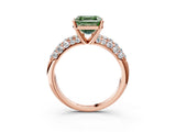 Rose gold Fancy Green Asscher  Diamond Pavé Band Solitaire Ring with Four-Prong Setting_51