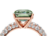 Rose gold Fancy Green Asscher  Diamond Pavé Band Solitaire Ring with Four-Prong Setting_52