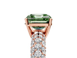 Rose gold Fancy Green Asscher  Diamond Pavé Band Solitaire Ring with Four-Prong Setting_53