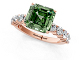 Rose gold Fancy Green Asscher  Diamond Pavé Band Solitaire with Four-Prong Setting_1