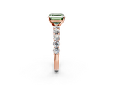 Rose gold Fancy Green Asscher  Diamond Pavé Band Solitaire with Four-Prong Setting_2
