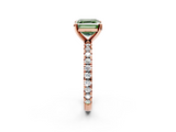 Rose gold Fancy Green Asscher  Diamond Pavé Band Solitaire with Four-Prong Setting_2