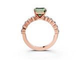 Rose gold Fancy Green Asscher  Diamond Pavé Band Solitaire with Four-Prong Setting_3