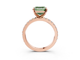 Rose gold Fancy Green Asscher  Diamond Pavé Band Solitaire with Four-Prong Setting_3