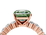 Rose gold Fancy Green Asscher  Diamond Pavé Band Solitaire with Four-Prong Setting_4