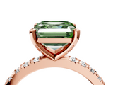 Rose gold Fancy Green Asscher  Diamond Pavé Band Solitaire with Four-Prong Setting_4