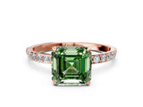 Rose gold Fancy Green Asscher  Diamond Pavé Band with Six-Prong Setting_15