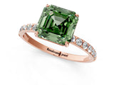 Rose gold Fancy Green Asscher  Diamond Pavé Band with Six-Prong Setting_16