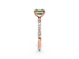 Rose gold Fancy Green Asscher  Diamond Pavé Band with Six-Prong Setting_17