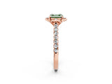 Rose gold Fancy Green Asscher  Diamond Pave Band with Floral Prong Setting_29