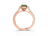 Rose gold Fancy Green Asscher  Diamond Pave Band with Floral Prong Setting_30