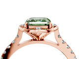 Rose gold Fancy Green Asscher  Diamond Pave Band with Floral Prong Setting_31