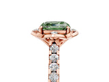 Rose gold Fancy Green Asscher  Diamond Pave Band with Floral Prong Setting_32